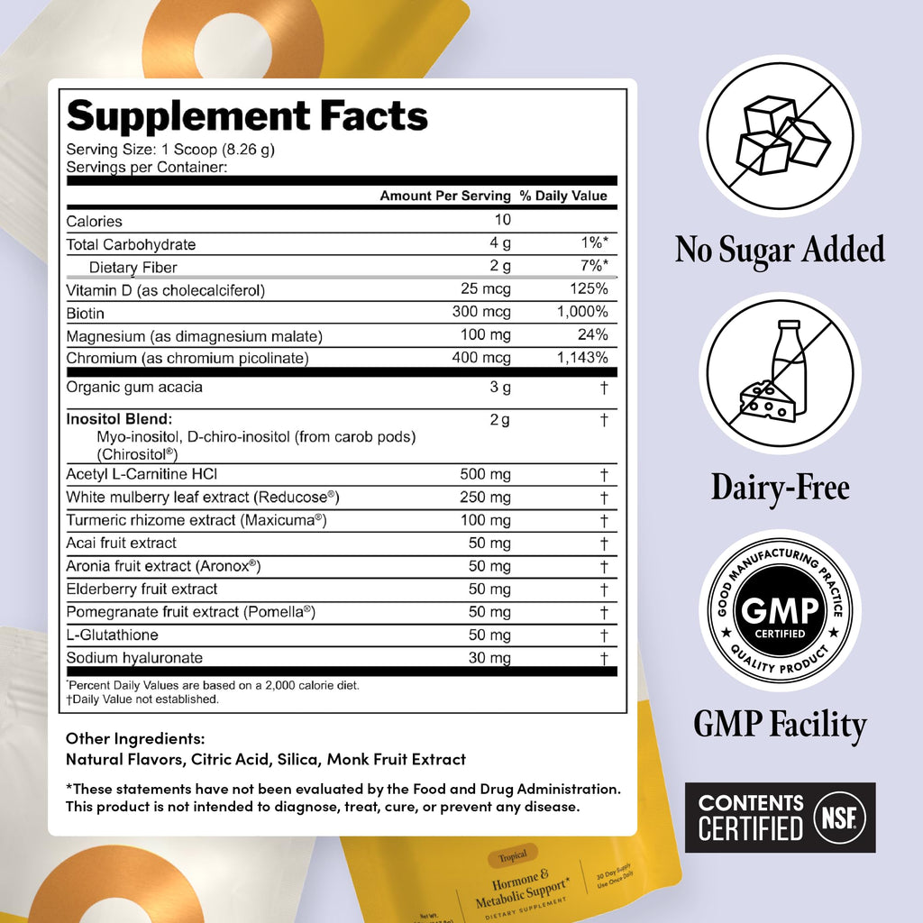 Ovii Metabolic Support for Women – Reducose® White Mulberry with Myo-Inositol & D-Chiro Inositol 40:1 Blend – Daily Wellness, Metabolic Balance & Appetite Control Supplement – 30 Servings, Tropical
