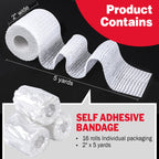 AZEN 16 Pack Self Adhesive Bandage Wrap Pink, 2" X 5 Yards Elastic Cohesive Bandage Wrap, Athletic Tape, Vet Wrap, Ankle Tape, Tattoo Grip Tape Wrap (White)