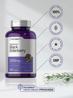 Horbäach Black Elderberry | 300 Capsules | Non-GMO, Gluten Free | Sambucus Supplement