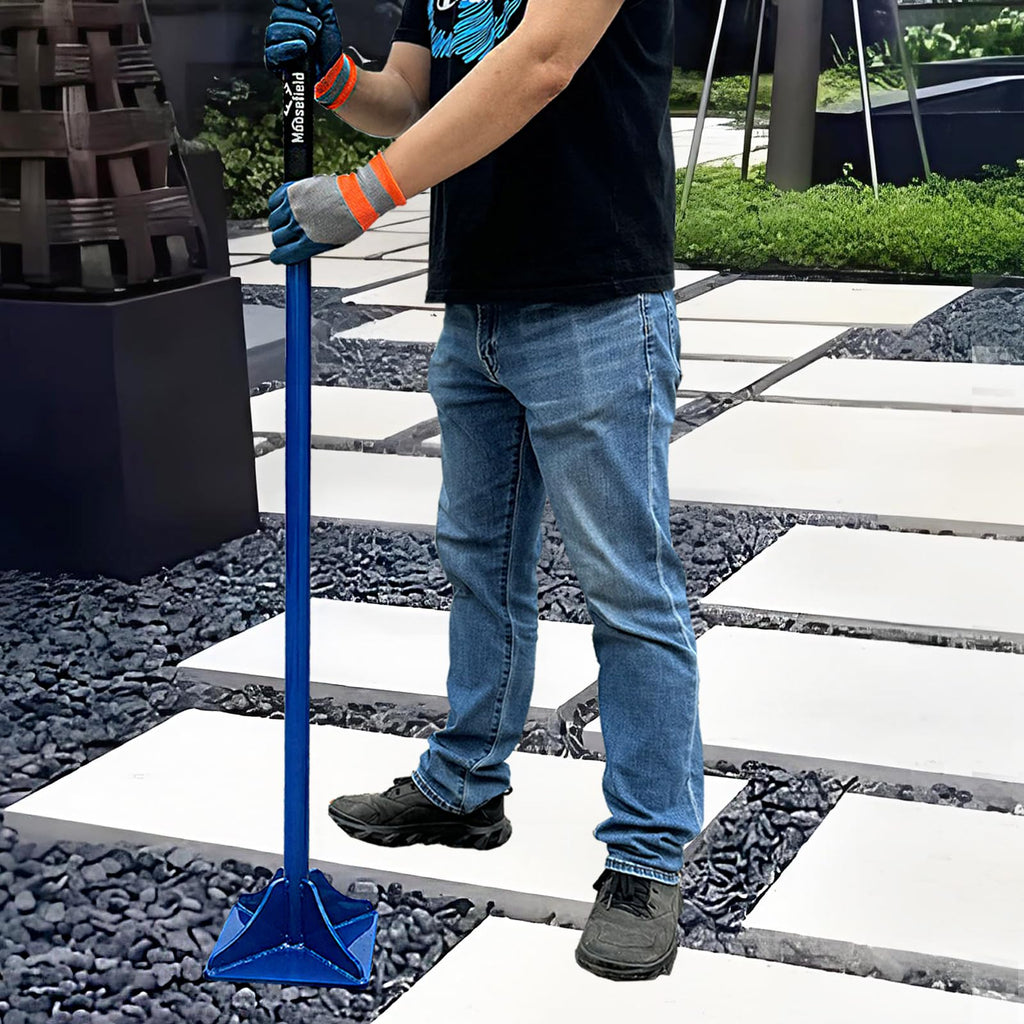 Moosefield Fully Welded Steel Heavy Duty Soil &A sphalt Tamper 8"x8" with 45 inch Handle Garden Landscaping Hand Rammer Compactor for Earth, Gravel and Dirt Pavement Compaction Paver Tool Trash Tamper