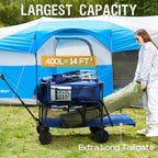 Portal Collapsible Double Decker Wagon Folding Utility Cart with Tailgate, Beach Wagons with Big Wheels, 660LB Heavy Duty Foldable Wagon 14 FT³ Large Capacity for Camping, Sports, Garden