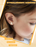 Hypoallergenic Surgical Stainless Steel Earrings for Girls Kids Jewelry - Screw Back Earrings for Sensitive Ears Cute Flower Heart Pearl bow Earrings for Women