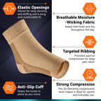Ankle Brace Support - Ankle Compression Sleeve - Foot Brace for Women & Men - Tendonitis & Arthritis Ankle Brace Sports Running, Plantar Fasciitis Relief & Stabilizing Ankle Wrap