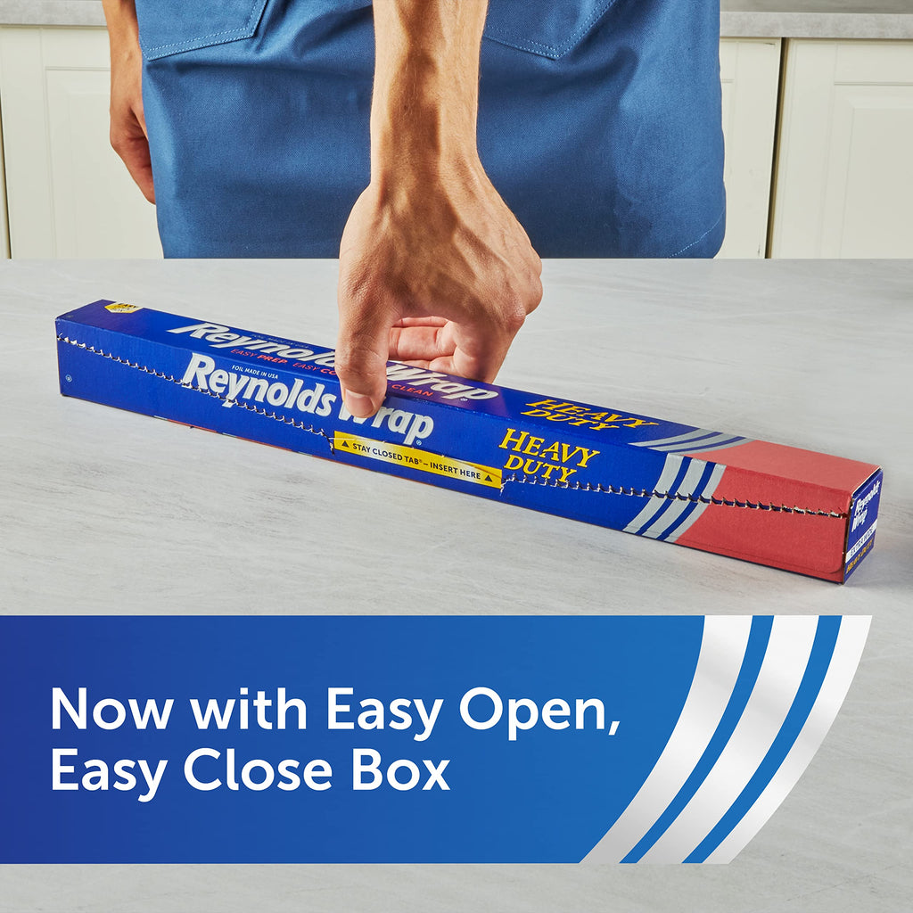 Reynolds Wrap Heavy Duty Aluminum Foil, Heavy Duty Foil Aluminum Roll, Thick Foil for Added Strength, With Easy Open and Close Secure Tab, Extra Wide, 37.5 Sq. Ft.