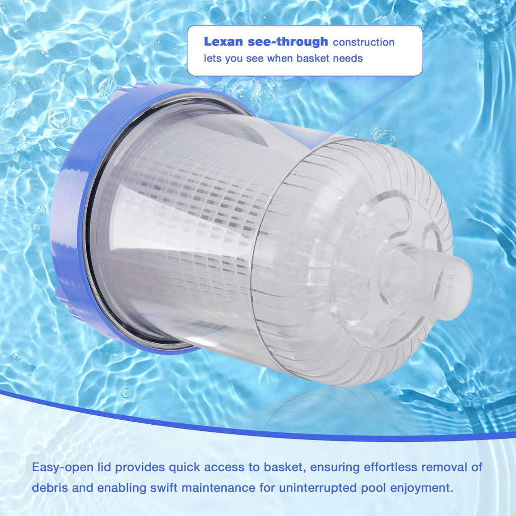 ATRACYPART Inline Leaf Catcher Canister for Pool Vacuum Compatible with Hayward W560 PoolVac Navigator Standard, Durable Leaf Trap Filter with White Basket, 5 Pcs Skimmer Socks