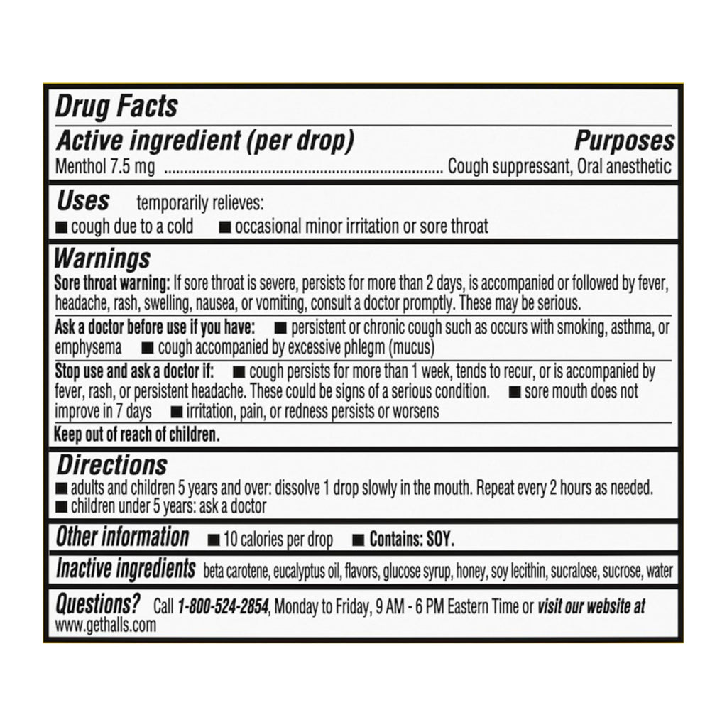 HALLS Cough and Throat Relief Honey Lemon Cough Drops, Bulk Pack, 250 Drops