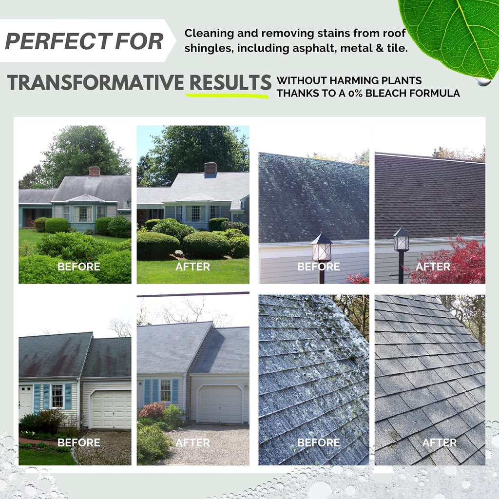 Wash Safe™ ROOF WASH Roof Cleaner, 10 lb. | Clear, Bleach-Free Concentrate | Clean Up to 10,000 sq. ft. of Asphalt, Wood, Slate and Ceramic Shingles or Tiles