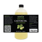 GreenIVe 100% Pure Castor Oil – Cold-Pressed, Hexane-Free – Hair, Eyebrows, Eyelashes, Skin Moisturizer, Castor Pack Wrap Oil Bulk Bottle (32 Fl oz)