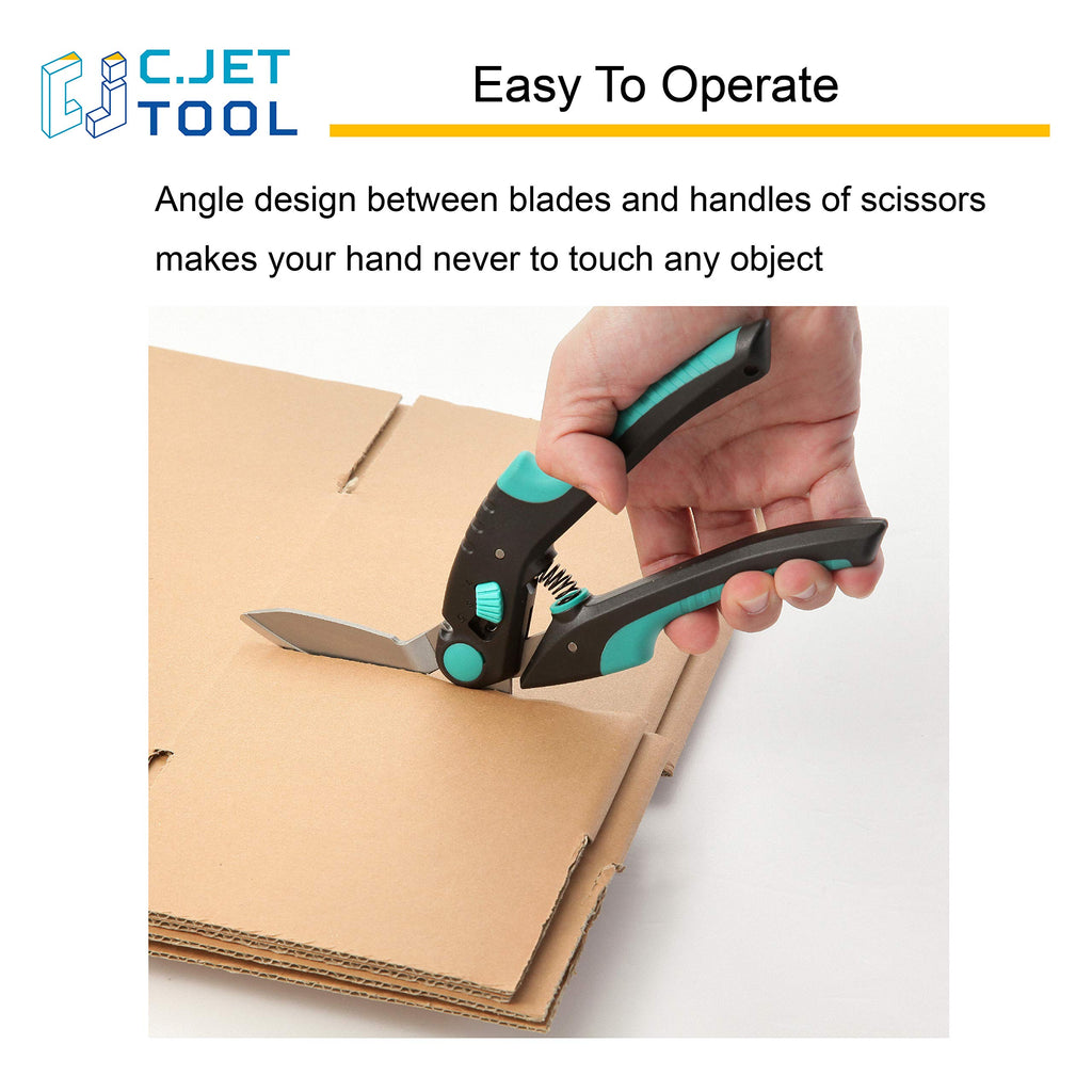 C.JET TOOL 10" Heavy Duty Carpet Cutter, Industrial Scissors, Multipurpose, Professional Soft Grip Stainless Steel (Turquoise)