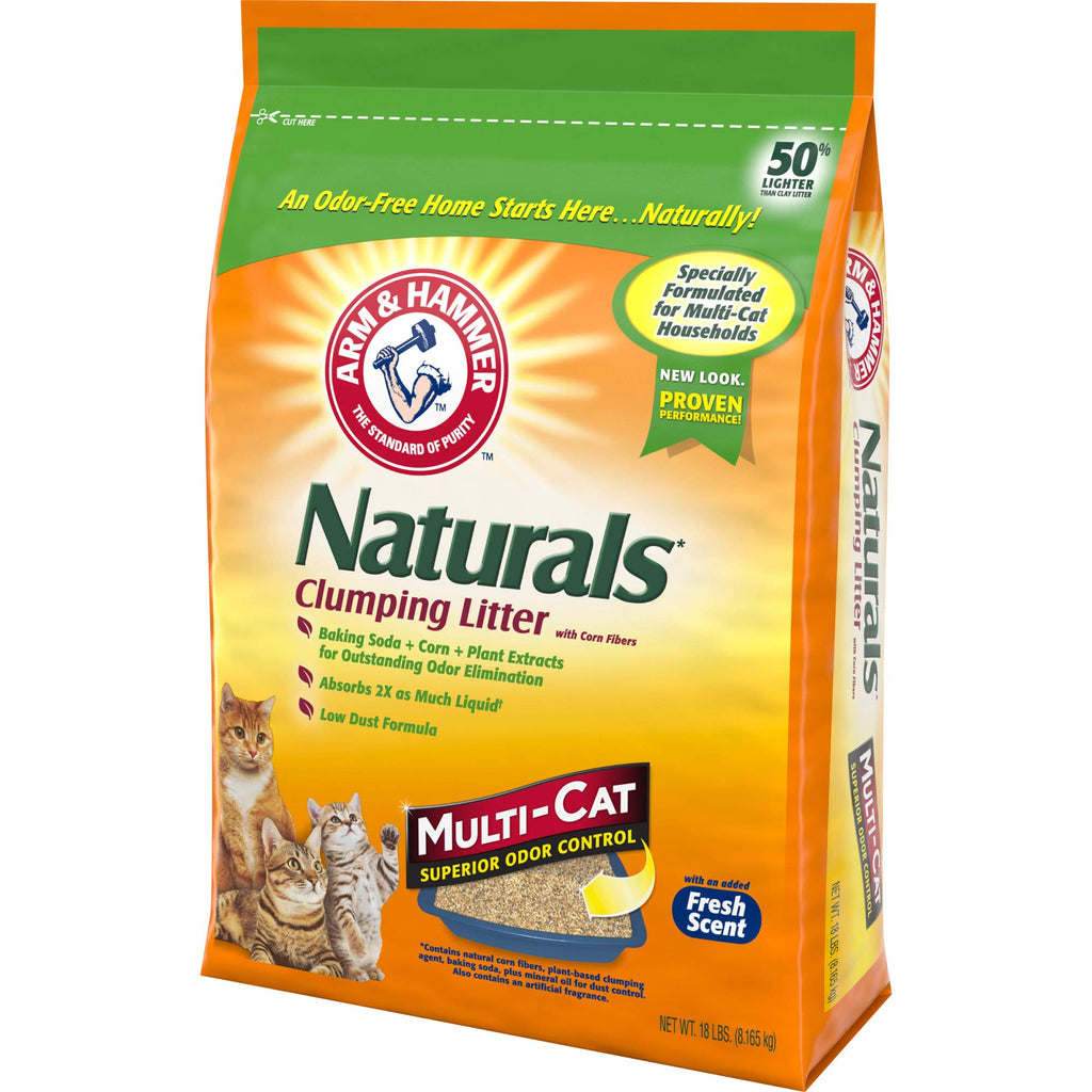 ARM & HAMMER Naturals Clumping Cat, Litter Odor Control, Multi Cat Litter, 18 lb. Bag