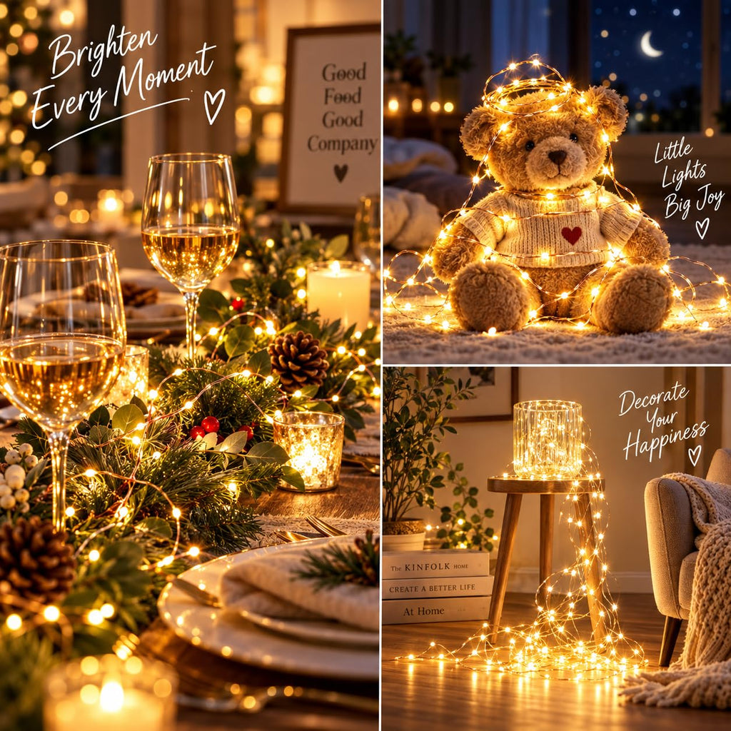 KAQ Fairy Lights Battery Operated with Remote, 4Pack 80FT 240LED Warm White