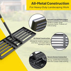 Lawn Leveling Rake,30x10 Inch Ground Plate,72 Inch Adjustable Long Handle Yard Level Tool with Curved Edge,Heavy Duty Large Landscaping Lawn Leveler for Grass, Golf Field, Soil Sand Dirt Spreader