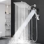 Shower Head,12”Rain Shower Head with Handheld Spray Combo and Adjustable Extension Arm/Shower System,High Pressure Rain Fall Hose,Chrome