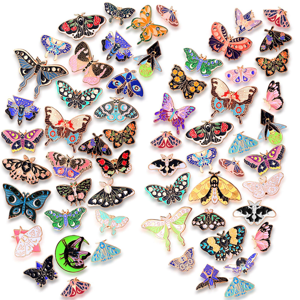 Ceenna 100 Pcs Enamel Pins Bulk Lapel Pins Brooches Decoration Gift for Backpack Clothes Women Mothers Teachers Nurse(Butterfly)