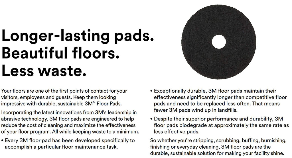 3M Black Stripper Pad 7200, 13" Floor Care Pad (Case of 5)