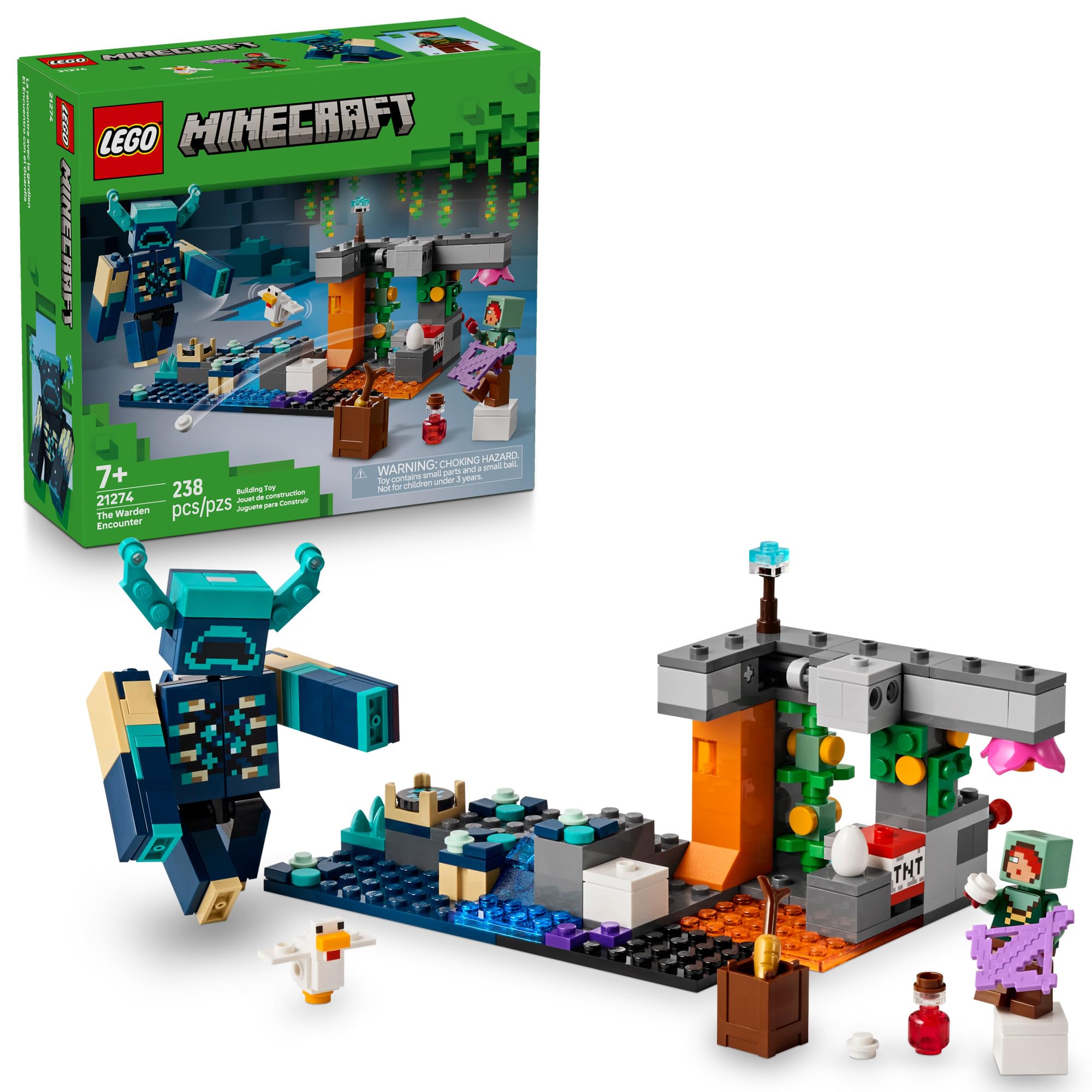 LEGO Minecraft The Warden Encounter Kids Toy - Collectible Building Set for Boys and Girls 7+- with Silent Ranger Minifigure - Great Birthday Gift for Gamers and Kids Who Love Minecraft Toys - 21274