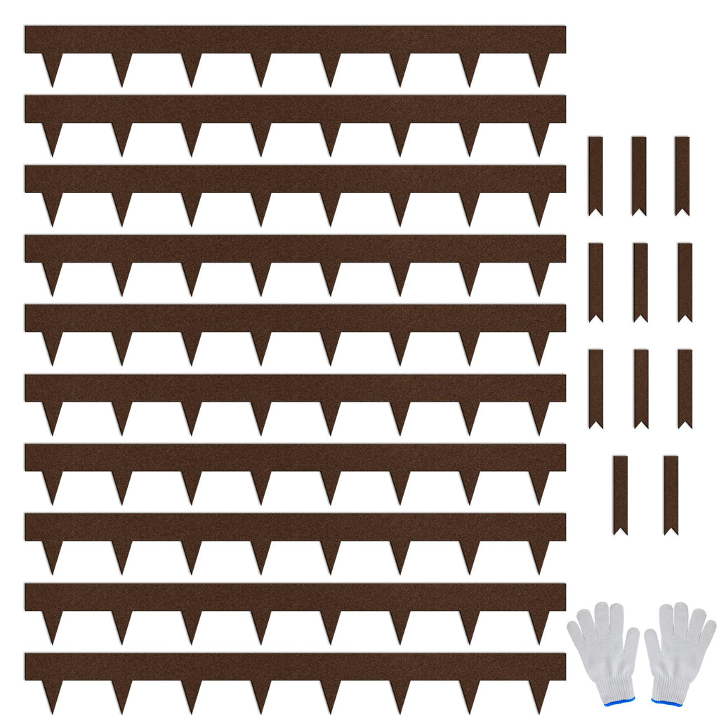 Worth Garden 33ft. Galvanized Steel Landscape Edging - 10-Pack 40" Metal Edging for Landscaping with 11 Stakes, Bronze Powder Coating Hammer-in Lawn Edging for Yard Pathway Divider