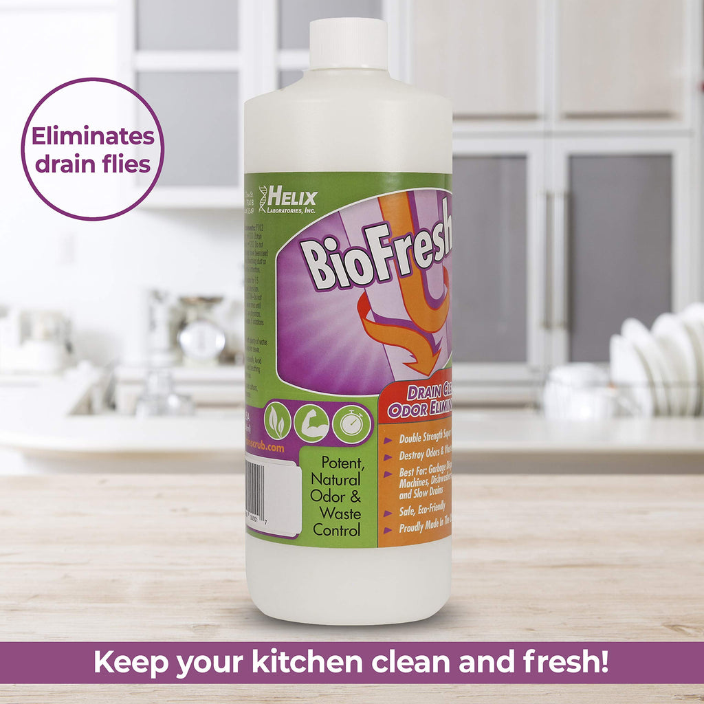 Enzyme Drain Cleaner & Deodorizer for Sink Drain, Showers, Septic Systems, Bathroom & Kitchen - Smell Remover for Fruit Fly Garbage Disposals, Dishwasher & Washing Machines - (32oz)