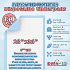 Chucks Pads Disposable [150 Pads] Underpads 23x36 - Absorbent Leak-Resistant Incontinence Bed Pads for Mattress & Furniture Protection | Waterproof Pee & Puppy Training Pads for Adults, Kids & Elderly