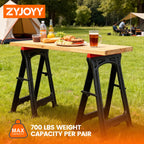 ZYJOYY Saw Horses 2 Pack, Folding Plastic Sawhorse, 700 LBS/Pair Capacity, 2.3" Folded for Easy Carry & Storage