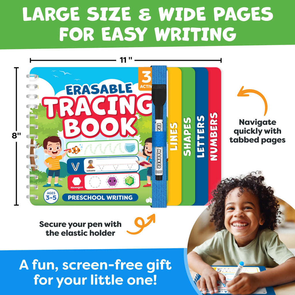 Preschool Learning Activities - Tracing Books for Kids Ages 3-5 - Toddler Handwriting Practice - Letter Tracing for Kids Preschool Kindergarten Workbooks 3-4, 4-5 - Learning Books - Back To School