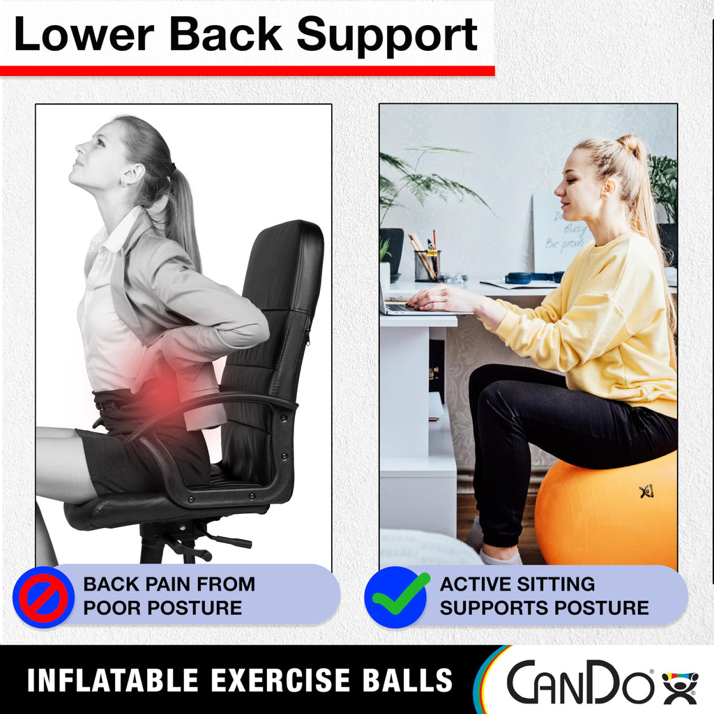 CanDo Inflatable Exercise Ball - Blue 41.3", Durable Extra Thick Non-Slip Stability Ball for Core Workouts, Yoga, Pilates, Active Seating, Physical Therapy, Pregnancy, Home Gym, Flexibility