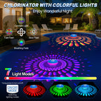 FineBud 2026 Upgraded Pool Chlorine Floater with Thermometer, Digital Screen Pool Chlorine Floater,Solar Pool Chlorine Floaters with Light, Button Control Floating Chlorine Dispenser for Pool (Blue)
