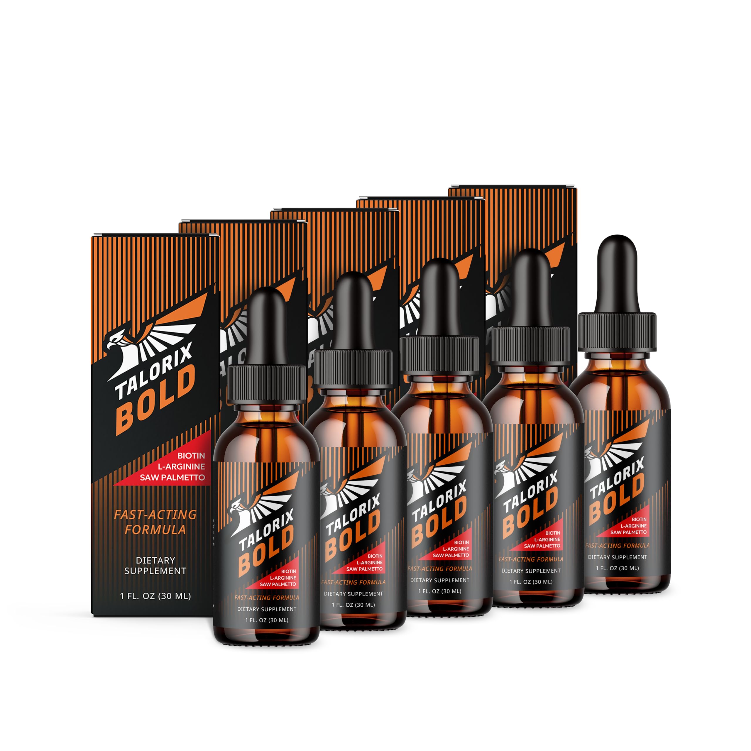 Talorix Bold | Vitamins Drops for Men | Biotin, Saw Pametto & L-Arginine Formula | 1 Fl Oz | 5 Pack
