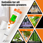 pH Meter for Hydroponics PPM EC Meter for Plant Nutrients Simultaneous Measurement of pH Conductivity TDS Temperature for Reservoir Tank Water DWC Aeroponic Garden Indoor Outdoor Growing