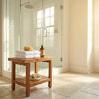 AquaTeak The Original 24" Spa Teak Shower Bench with Shelf