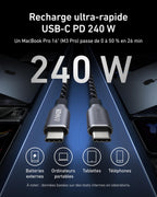 Anker Prime USB C to USB C Cable, 240W Fast Charging Durable Cable (6 ft)