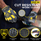 HANDLANDY Cut Resistant Men Impact Resistant Work Gloves, Padded Palm Grip Heavy Duty Working Glove (Medium, Blue)