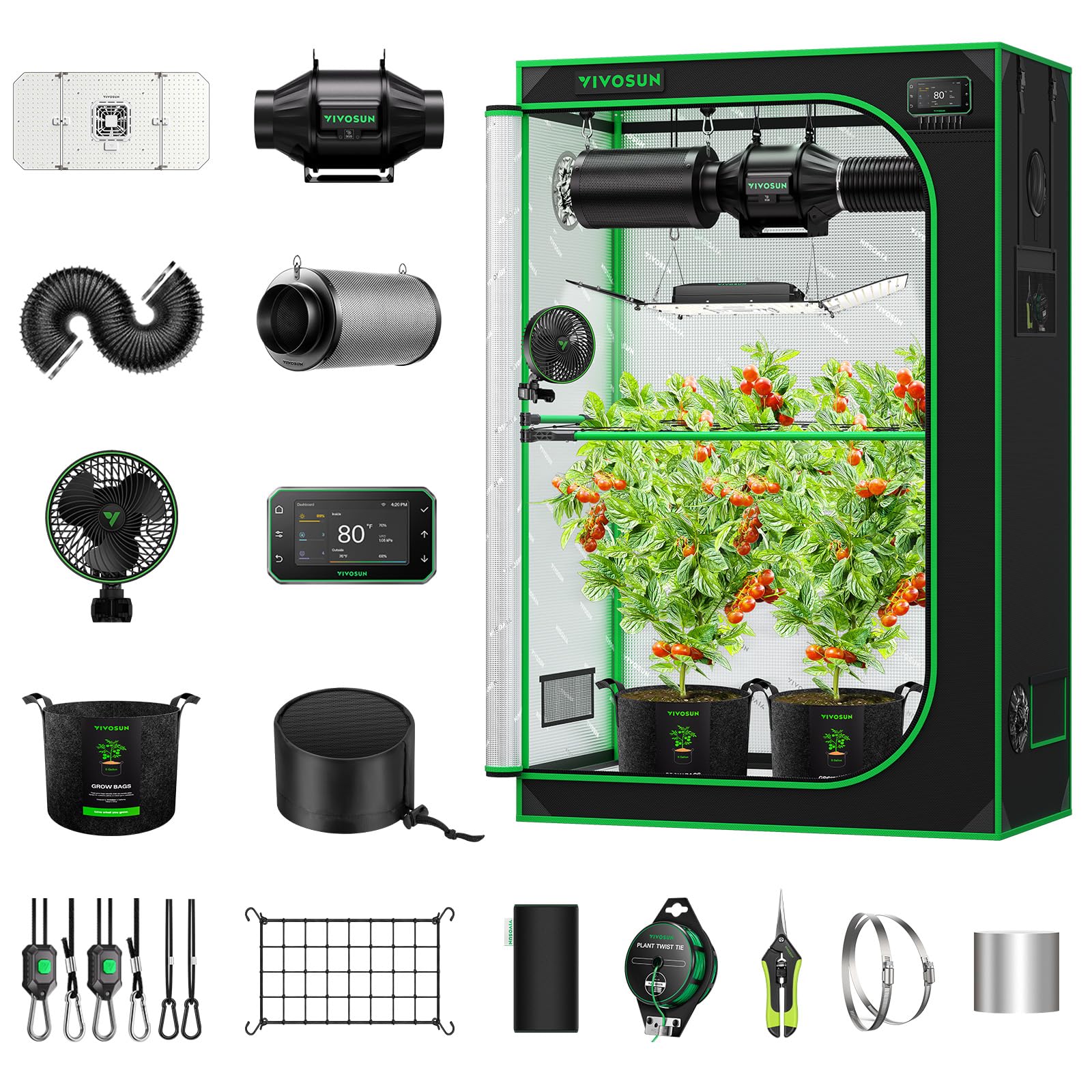 VIVOSUN 2x4 Smart PRO Grow Tent Kit with 2-in-1 Tunable 200W Spectrum LED