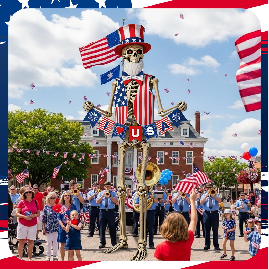 6 Pcs 250th Anniversary 12 Ft Skeleton Costume USA Skeleton Cloth Accessory