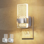 L LOHAS LED Night Light, Dimmable Night Lights Plug into Wall, 2 Pack Acrylic Silver Nightlight with Light Sensor, 0-100LM Automatic Plug in Nightlight for Bathroom, Hallway, Stairway, Gift