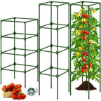Fabulas Tomato Cage, Square Tomato Trellis Plant Support Stake Cages for Garden and Pots Tall Up to 63 Inch Adjustable Cucumber Trellis for Raised Bed Outdoor Climbing Plants Vegetables Flower, 3 Pack