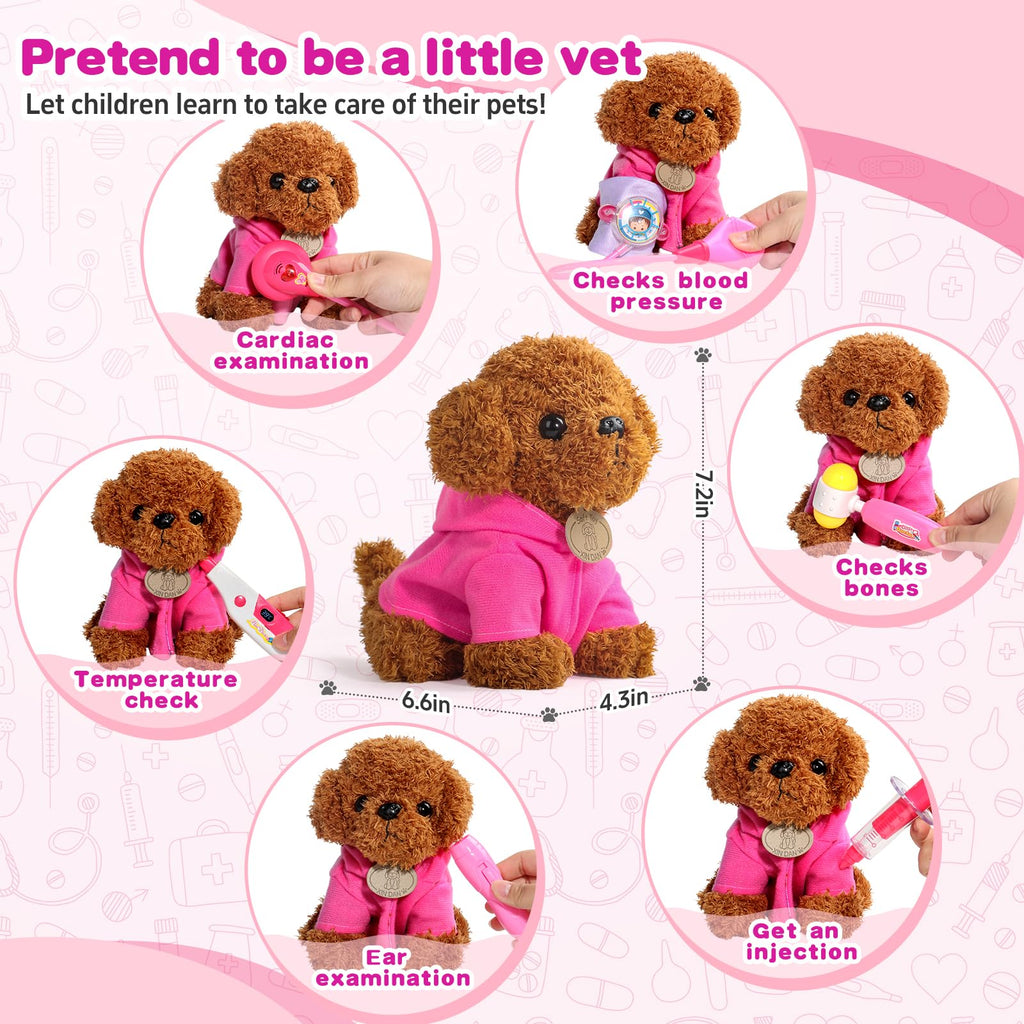 Doctor Kit for Toddlers 3-5 with Plush Dog, Carrying Bag & Toy Stethoscope