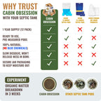 Septic Tank Treatment - 1 Year Supply of Septic Safe Dissolvable Easy Flush Live Bacteria Packets (12 Count) - Best Way to Prevent Expensive Sewage Backups - Made in USA