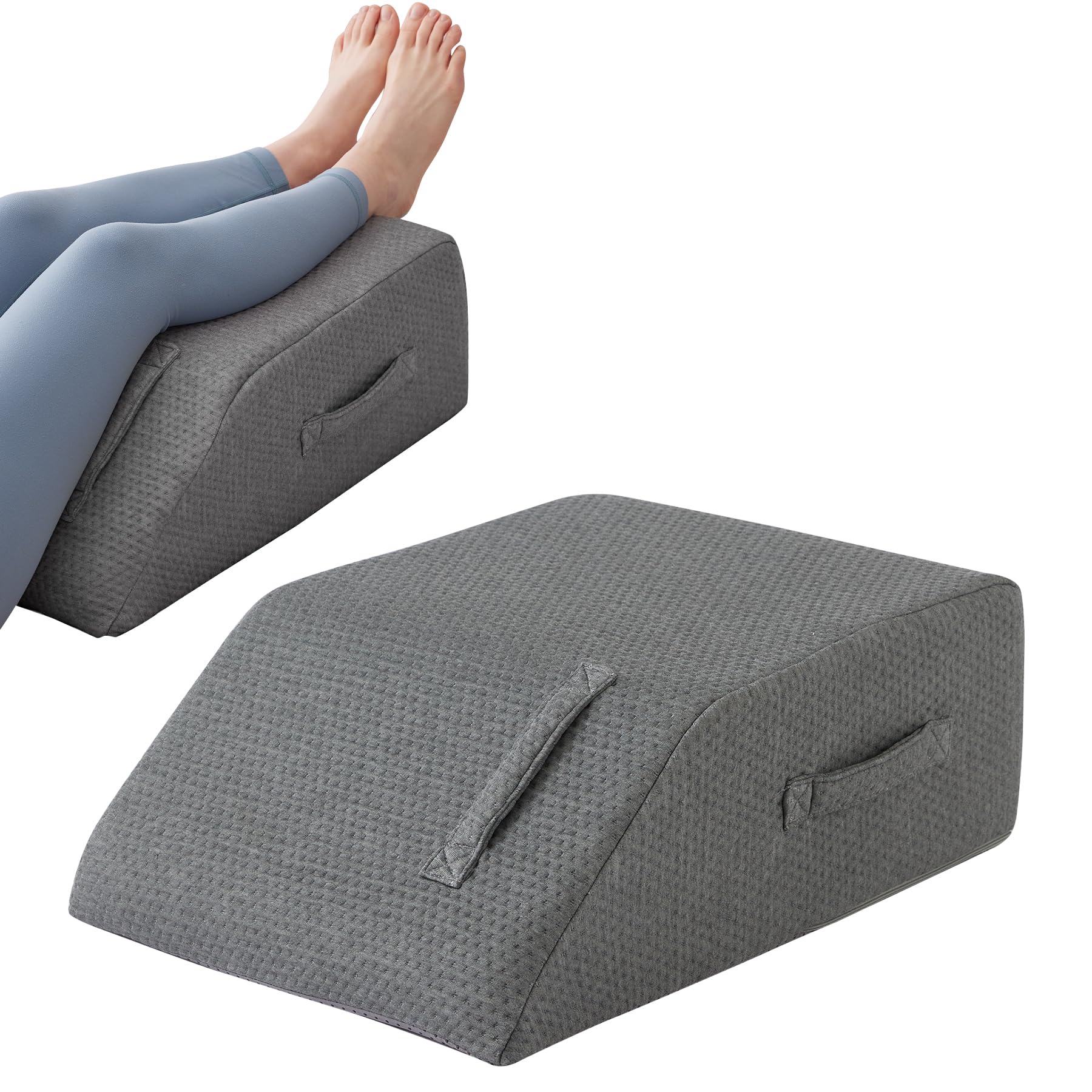 MEGCXIT Leg Pillow Elevation Blood Circulation, Leg Wedge for Elevation for Swelling, Leg Elevating Pillow for After Surgery, Memory Foam Foot Knee Pillow for Back Sleeping 24×22×8 Inch Dark Grey