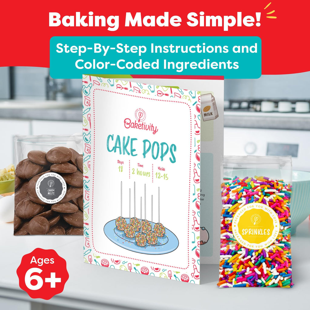 Baketivity DIY Cake Pop Kids Baking Kit with Pre-Measured Ingredients