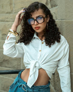 VISOONE Oversized Round Computer TR90 Blue Light Blocking Glasses for Women Men Lavinia