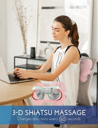 Zyllion Shiatsu Back and Neck Massager with Heat - 3D Electric Kneading Deep Tissue Massage Pillow for Muscle Pain Relief, Pink, ZMA-13