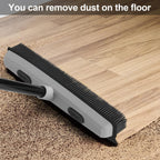 Pet Hair Removal Rubber Broom with Squeegee, Carpet Rake for Pet Hair with 59" Telescoping Long Handle, Fur Remover Rake for Carpet, Hardwood Floor, Tile
