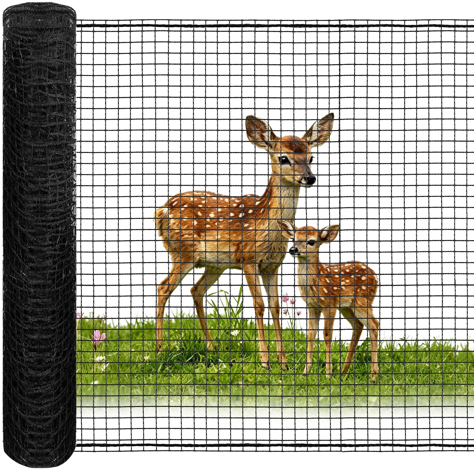 4x100FT Deer Fence Netting for Garden, 55GSM Plastic Mesh Temporary Fence