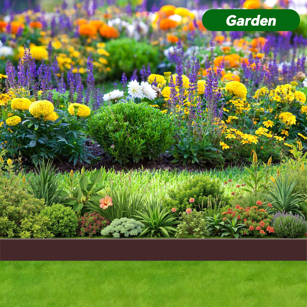 Garden Edging Border, 2In x 100 FT Landscape Edging with 90 Spikes, Brown