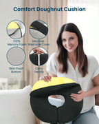 Feagar Donut Pillow for Tailbone Pain Relief - Hemorrhoid Pillow with Memory Foam for Coccyx, Sciatica, Pressure Sores, Office Chair Cushion for Pregnancy, Postpartum & Surgery Recovery(Black)