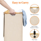 Lifewit 105L Large Laundry Basket with Lid, Removable Bags, Beige