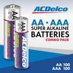 Powermax ACDelco AA and AAA 200-Count Combo Pack Super Alkaline Batteries, 100-Count Each, 10-Year Shelf Life, Reclosable Packaging