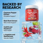 Clean Nutra Cayenne Pepper Beet Root Gummies Beetroot Garlic CoQ10 Hawthorn Berry Grape Seed Extract Olive Leaf Nattokinase Hibiscus Vitamin D Nitric Oxide - VasoEase