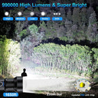 MILAOSHU Rechargeable Flashlights 90000 High Lumens - 2 Pack, Super Bright 12 Hours Long Life LED Flashlight with 5 Modes, High Powered Flash Light for Home, Outdoor